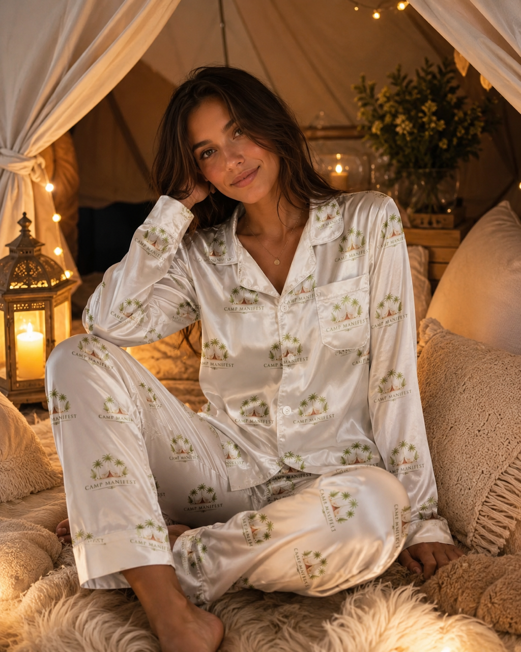 Camp Manifest Monogram Satin Pajamas